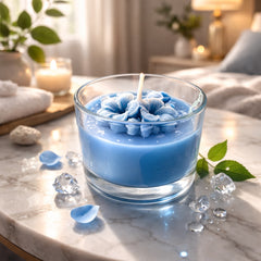 Garden King Ocean Bloom Sky Blue Glass Jar Candle – Premium Soy Wax Scented Candle for Home Décor & Aromatherapy (150g, Pack of 1)