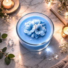 Garden King Ocean Bloom Sky Blue Glass Jar Candle – Premium Soy Wax Scented Candle for Home Décor & Aromatherapy (150g, Pack of 1)