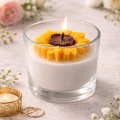 Sunflower Scented White-Yellow Glass Jar Candle,Birthday Candle,Decoration Candles,Burning