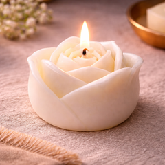 Rose Shape Soy Wax Candle – Elegant Floral Decorative Candle for Home & Gifting (White)