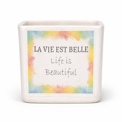 Decorative Indoor Ceramic Flower Pot with Printed Text