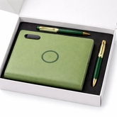 Premium Green Executive Diary and Pen Gift Set.