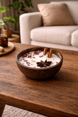 Candle by DD Natural Soy Wax Candle in Coconut Shell – Handmade, Eco-Friendly, Aromatherapy Spice Candle with Cinnamon, Clove & Star Anise – Organic, Gift-Ready
