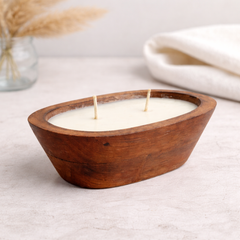 Scented Wooden Dough Bowl Candle