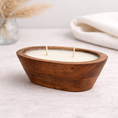 Scented Wooden Dough Bowl Candle