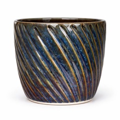 Premium Glazed Ceramic Plant Pot – Spiral Design