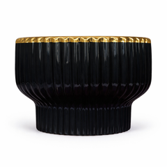 Premium Black Ceramic Plant Pot with Golden Border