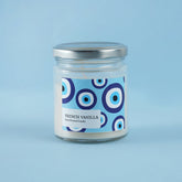 French Vanilla Candle with Evil Eye sticker