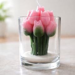 The Wittyboon Decorative Tulip Bouquet Glass Jar Scented Candle