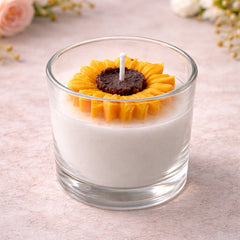 Sunflower Scented White-Yellow Glass Jar Candle,Birthday Candle,Decoration Candles,Burning