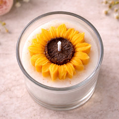 Sunflower Scented White-Yellow Glass Jar Candle,Birthday Candle,Decoration Candles,Burning