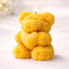 Teddy Bear Candle with Heart