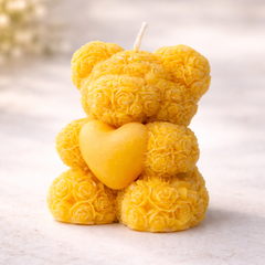 Teddy Bear Candle with Heart