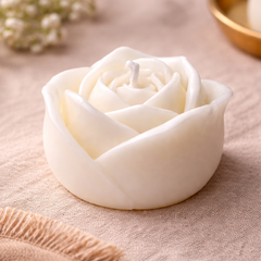 Rose Shape Soy Wax Candle – Elegant Floral Decorative Candle for Home & Gifting (White)