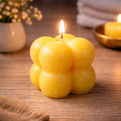 Bubble Cube Candle – Decorative Soy Wax Aesthetic Candle for Home Décor (Yellow)
