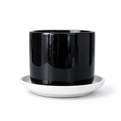 Glossy Black Ceramic Planter Pot for Indoor Plants