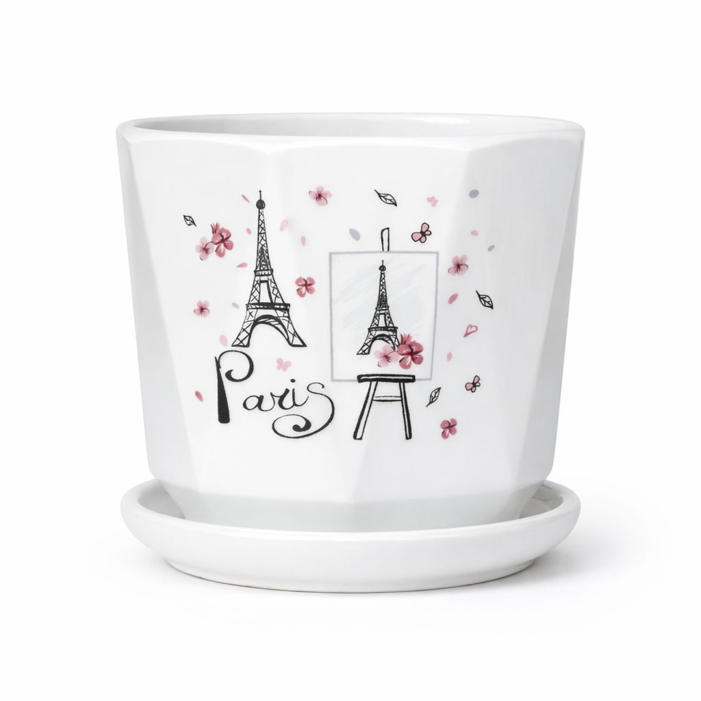 Decorative Indoor Ceramic Flower Pot – Paris Theme