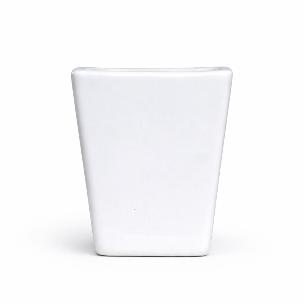 Plain White Ceramic Plant Pot – Tall Square Shape