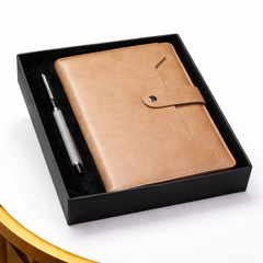 Premium Tan Leather Executive Diary with Metal Pen
