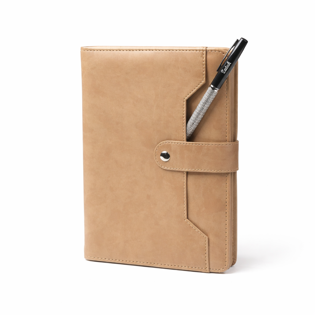 Premium Tan Leather Executive Diary with Metal Pen