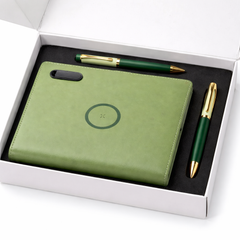 Premium Green Executive Diary and Pen Gift Set.