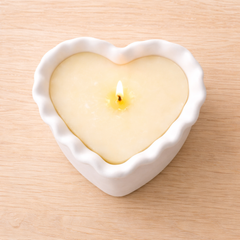Heart Shaped Concrete Soy Candle with Wooden Wick, Handcrafted Gypsum Candle