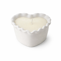 Heart Shaped Concrete Soy Candle with Wooden Wick, Handcrafted Gypsum Candle