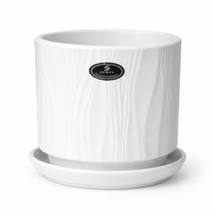 Ribbed Design Ceramic Plant Pot – White Finish