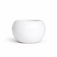 Round White Ceramic Flower Pot – Glossy Finish