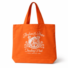 orange canvas tote bag