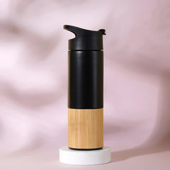 Metal & lamp; Bamboo Water Bottle with Carry Loop