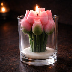 The Wittyboon Decorative Tulip Bouquet Glass Jar Scented Candle