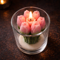 The Wittyboon Decorative Tulip Bouquet Glass Jar Scented Candle