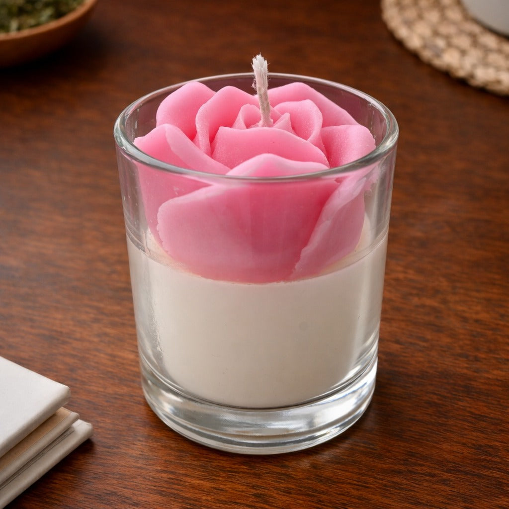 Rose Votive Candles in Glass