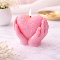 Heart in Hands Decorative Candle