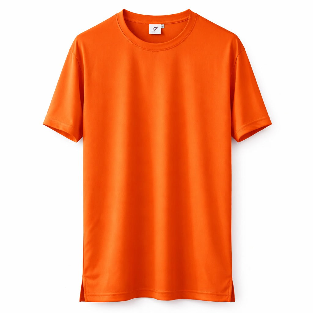 Solid Orange Crew Neck T Shirt