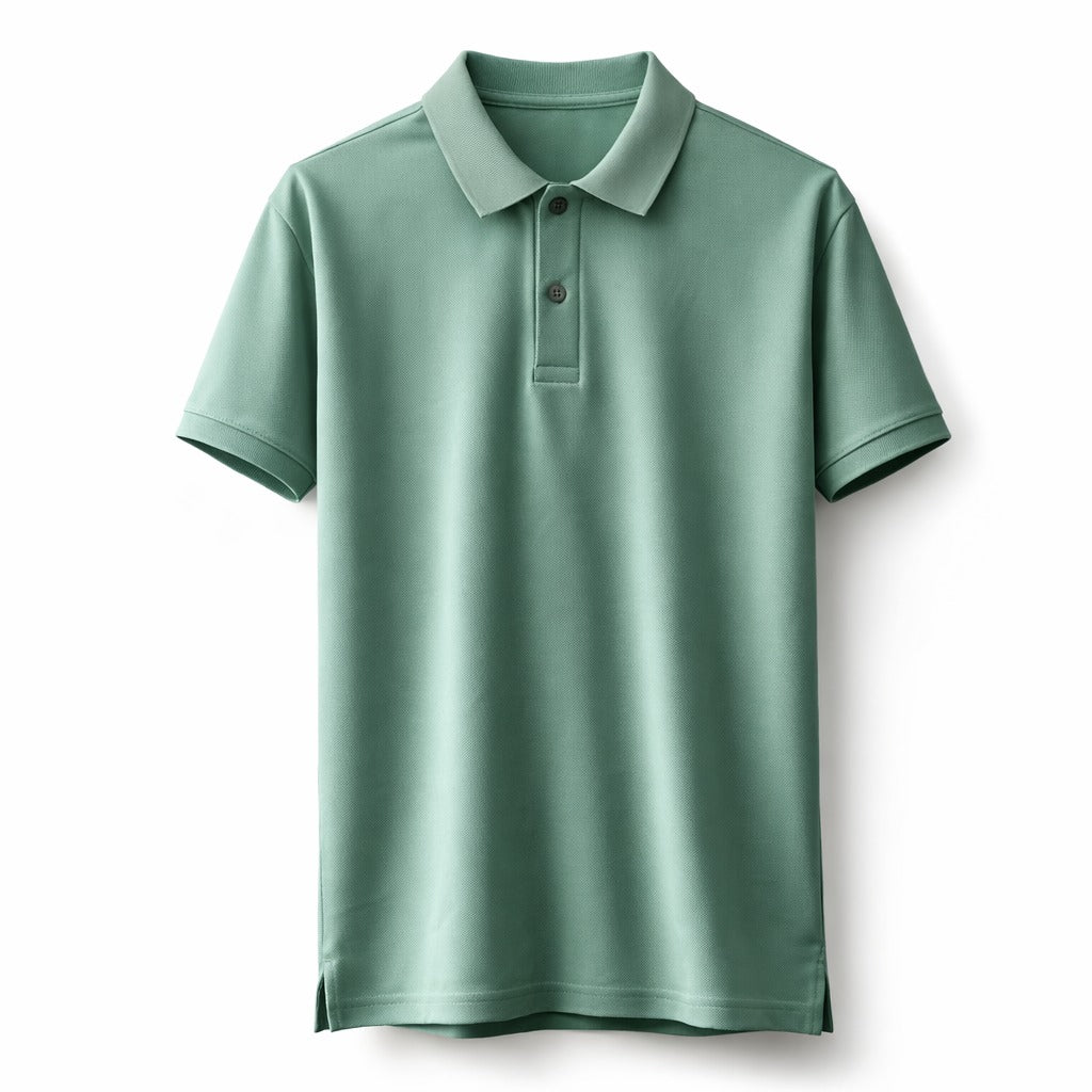 Solid Pastel Green Polo Neck T Shirt