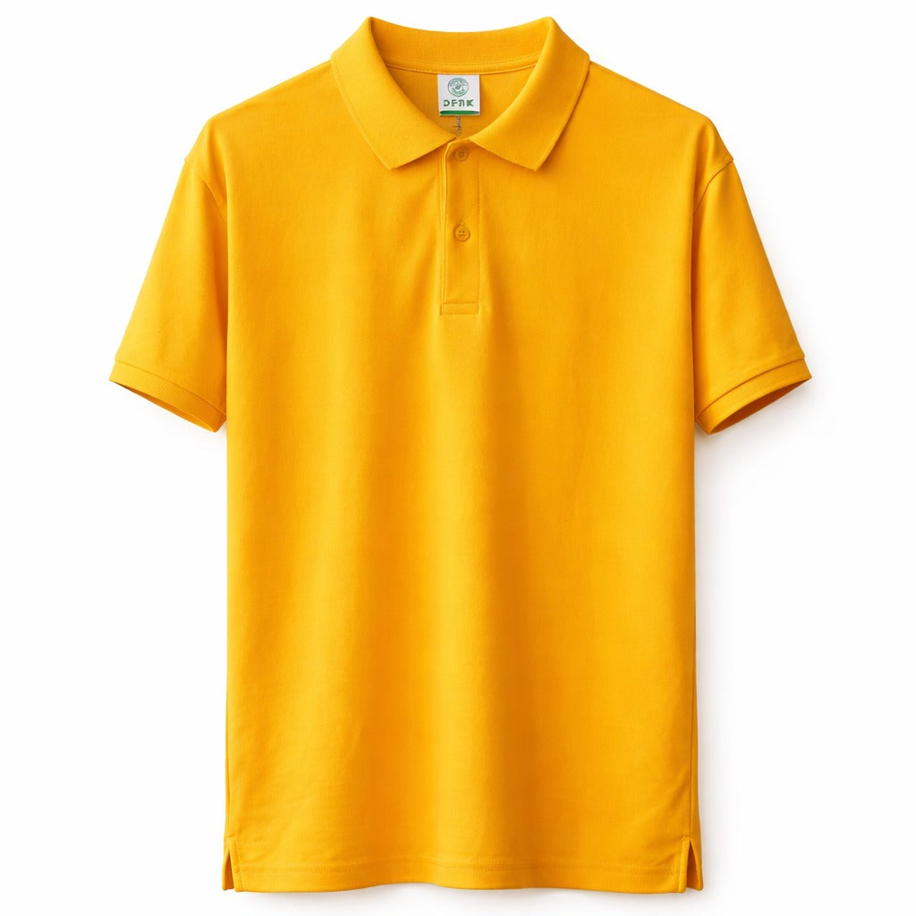 Solid Yellow Polo Neck T Shirt