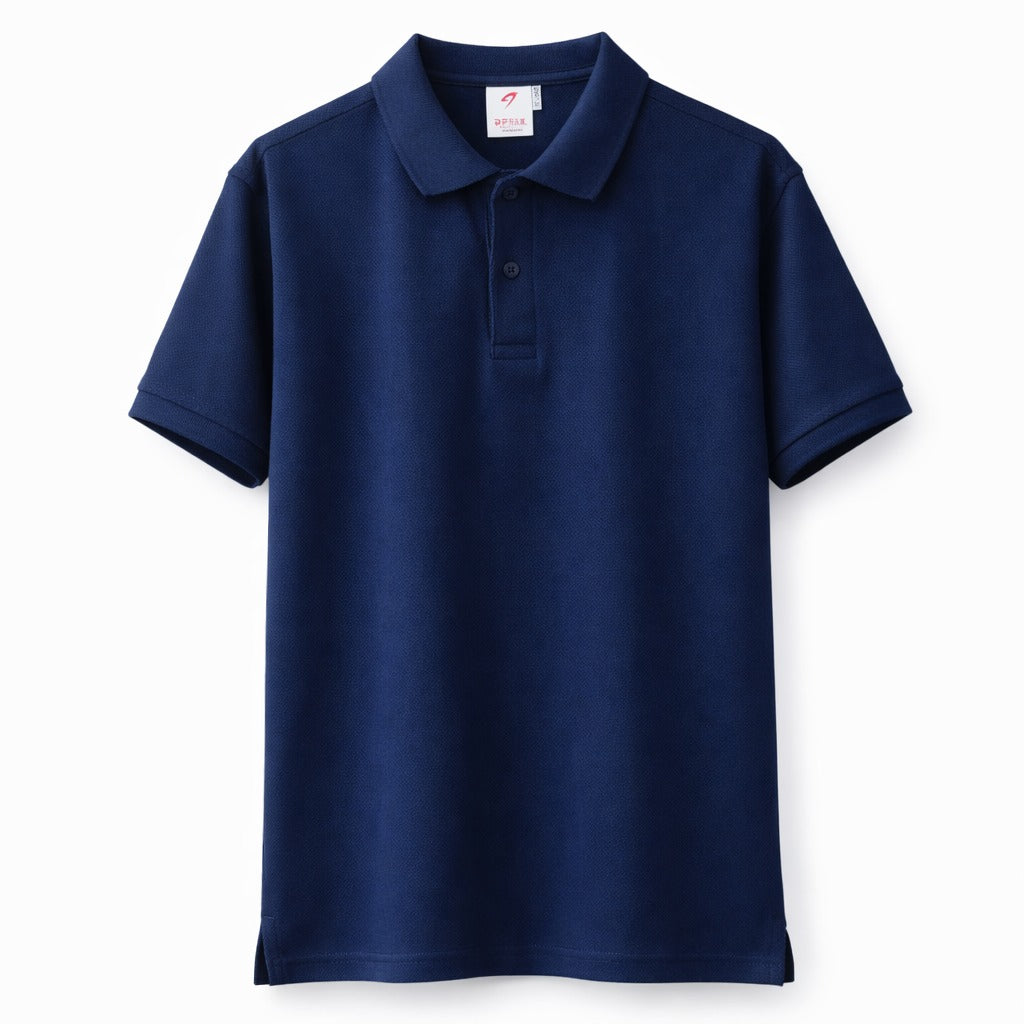 Solid Navy Blue Polo Neck T Shirt