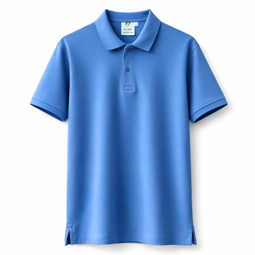 Solid Sky Blue Polo Neck T Shirt