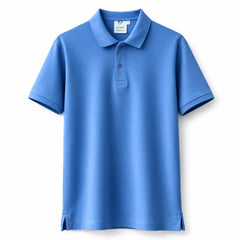 Solid Sky Blue Polo Neck T Shirt